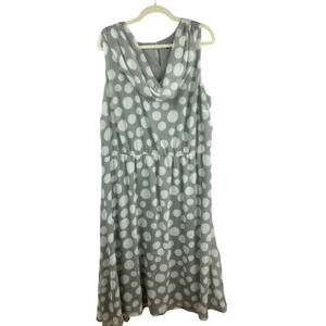 MSK‎ Polka Dot Dress Women Plus 24W Gray A Line Sleeveless Midi Length Chiffon